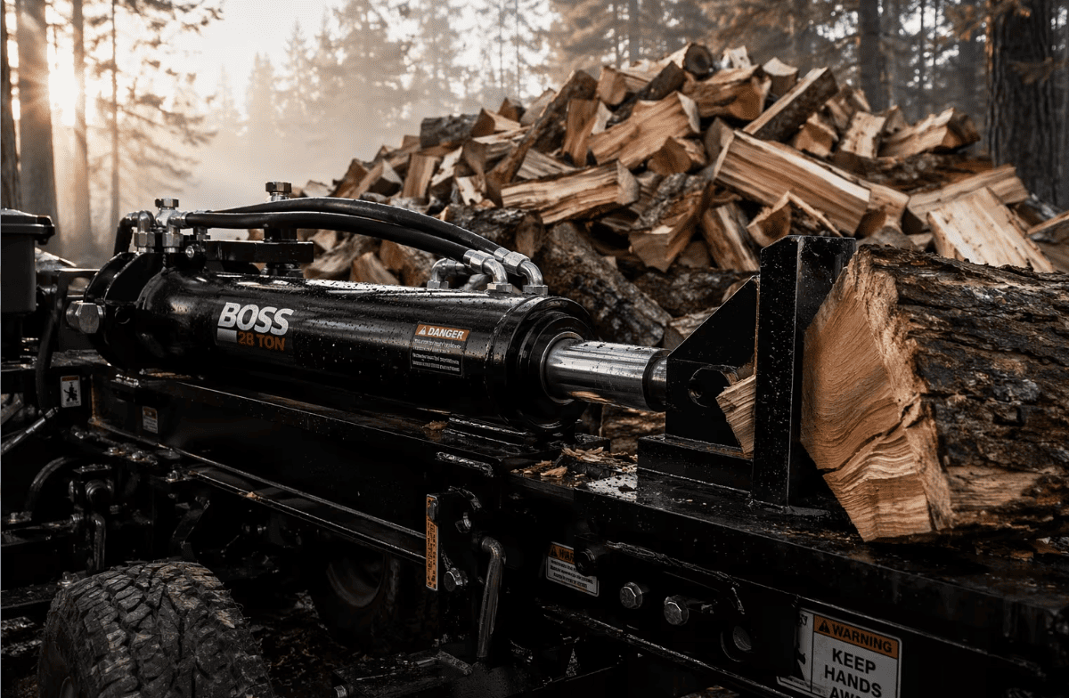 Heavy duty log splitter hydraulic cylinder for commercial firewood processing 
